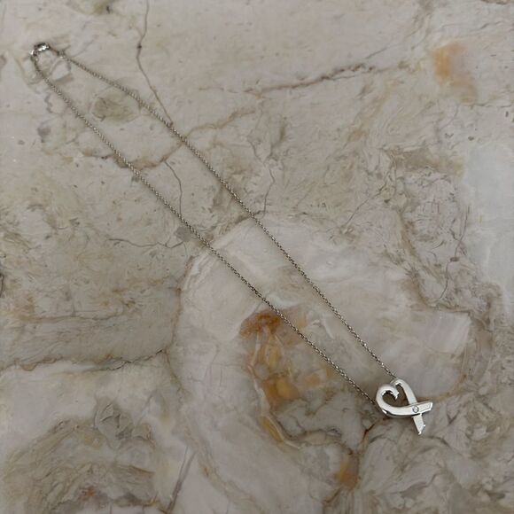 Tiffany & Co. Paloma Picasso Loving Heart 1P Diamond Sterling Silver Necklace - Picture 5 of 10